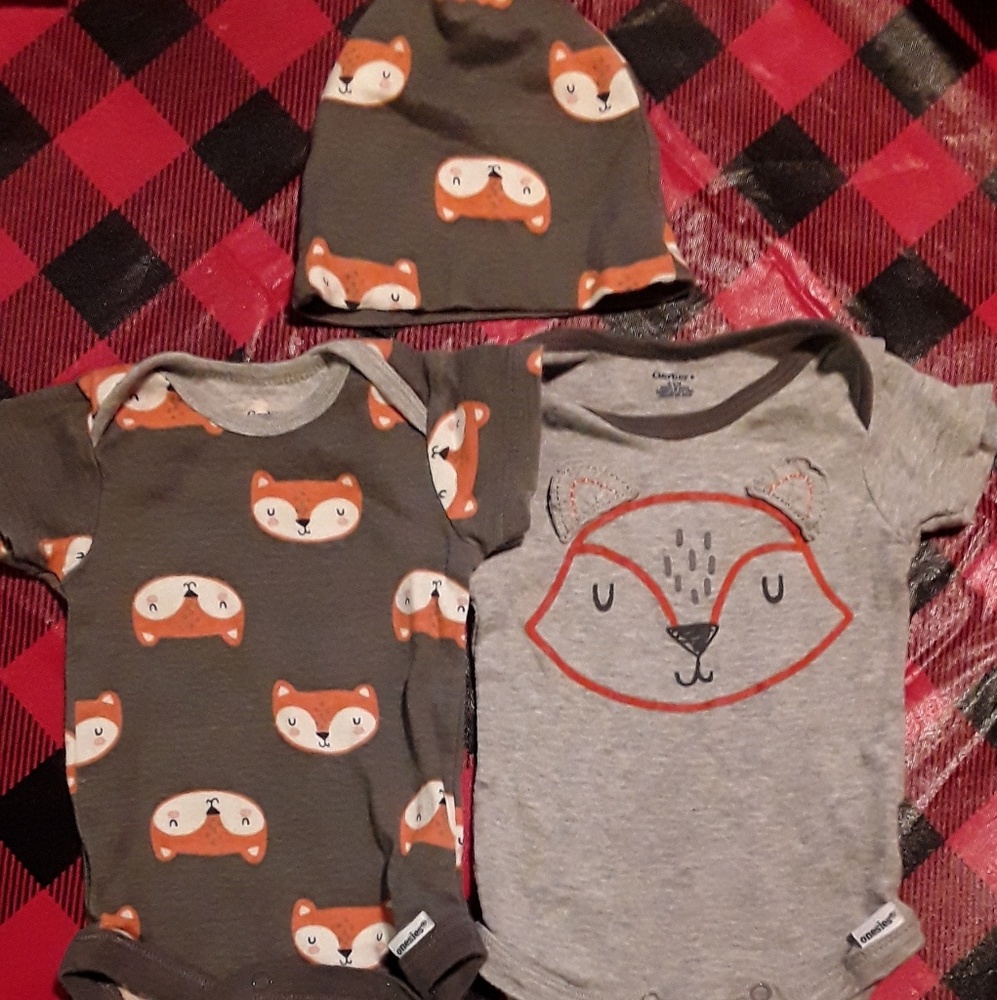 3 piece fox onsie set with hat